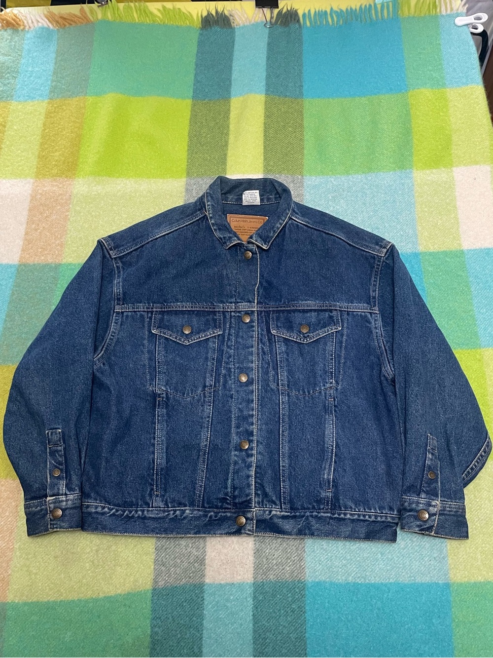 Vintage 90s Calvin Klein Denim Blue Trucker Jacket Womens